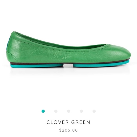 Tieks Clover Green Leather Flats - Picture 1 of 7